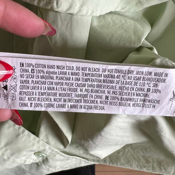 English Factory Shirt Dress Large Light Green Long Sleeve Button Down Minimalist - Picture 6 of 10